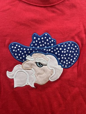 Vtg Ole Miss Rebels Embroidered Colonel Reb Mascot Monag T Shirt Sz 8 Girls Red