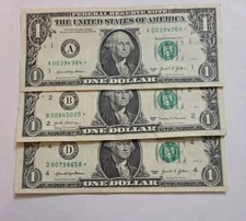 (3) $1.00 STAR Err Replacement NOTES * LOW "00" Serial #'s (2017 A, 2021, 2021)