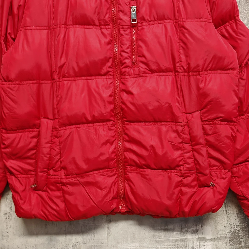 Lands’ End Puffer Jacket Red Nylon Down Fill UK M Warm Winter Coat Mens - Image 3 of 4