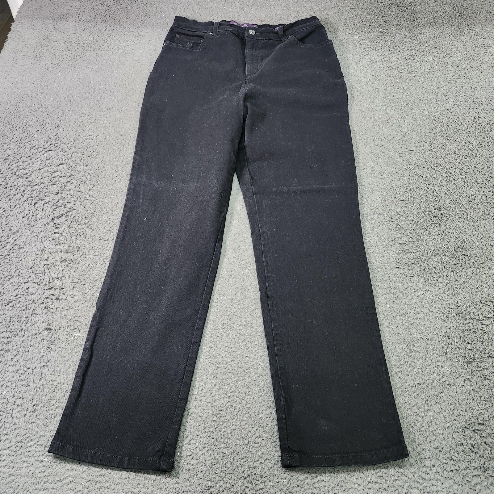 Gloria Vanderbilt Amanda Jeans Womens 10 Black High Rise Straight Denim