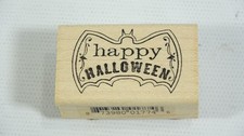 Memory Box Happy Halloween Bat Mounted Rubber Stamp B1774