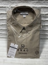 NWT ENRO Dress Shirt 17 1/2 34/35 BIG Ultra Poplin Tan / Dark Beige