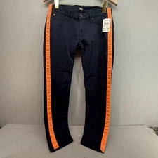 Hudson Jeans Barbara High Waist Skinny Tuxedo Side Stripe Navy Orange NWT 28