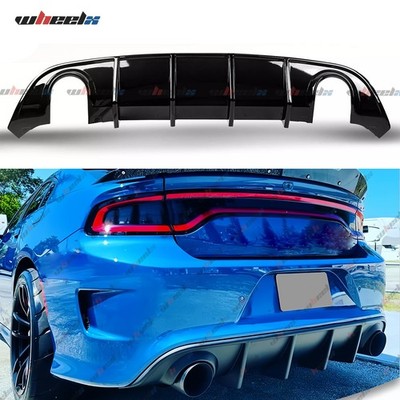 Rear Bumper Glossy Black Diffuser Lip PP Valance For 2015-2023 Dodge Charger SRT