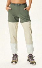 Outdoor Voices Women’s Colorblock Cargo Hiking Pants S Green/Beige Stretch