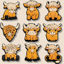 HIGHLAND COW SHOE CHARMS FOR CROCS-SET OF 9-NEW