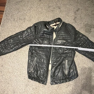 Milestone Herren Lederjacke Biker Schwarz XL Stehkragen Stepp-Einsätze RV - Bild 1 von 4