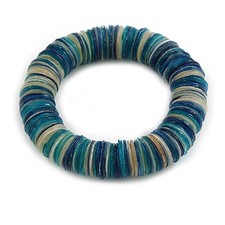 Summery Shell Flex Bracelet in Blue/ White/ Teal/ 18cm L/ Medium