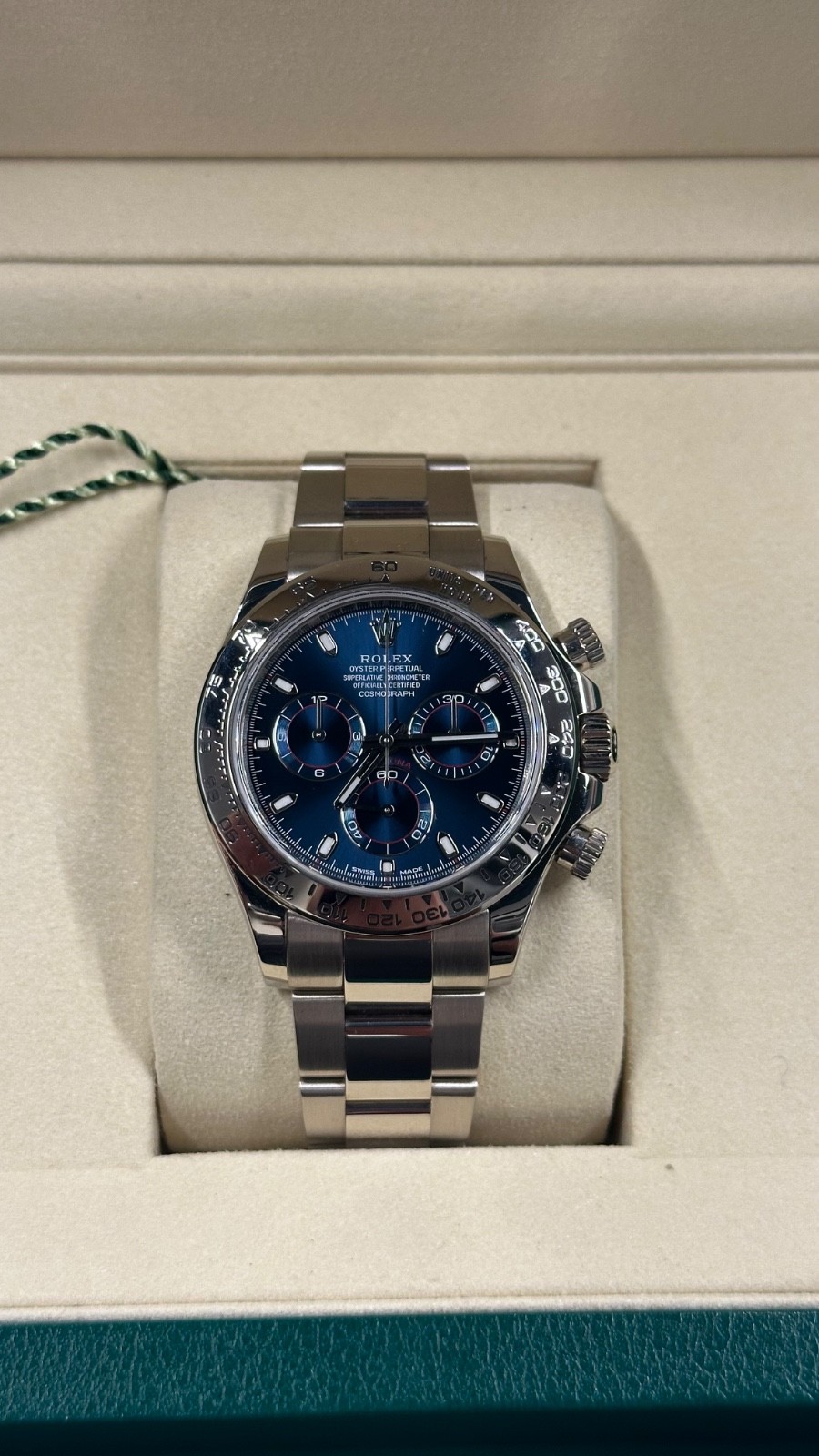Rolex Daytona 116509 - 2019 Box & Papers 18ct White Gold 40mm Blue Dial