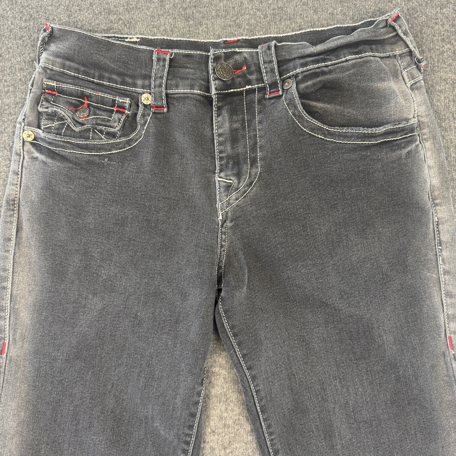 True Religion Ricki Relaxed Straight Jeans Womens 28 Gray Black Wash thumbnail 2