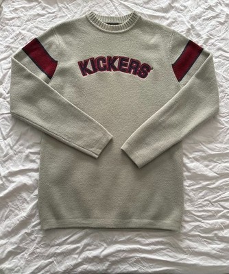 Vintage Kickers Grey Knitted Jumper 2000s Crewneck Sweatshirt Big Logo Sweater