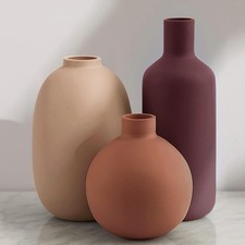 Ceric Modern Vase for Home Decor Farmhouse Vases Set of 3 Terracotta