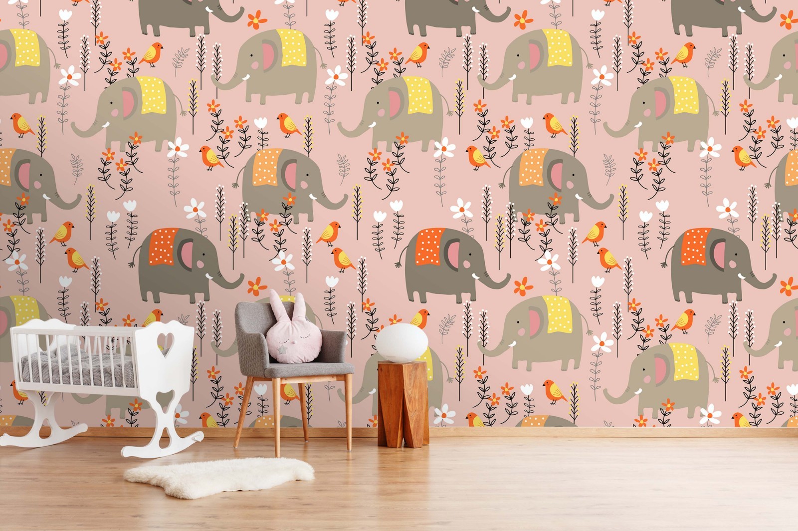 3D Elephant Flower Cartoon Pattern Wall Murals Wallpaper Murals Wall Sticker