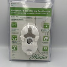 HUNTER Universal 3 Speed Ceiling Fan Remote Control White Model 99122 NEW