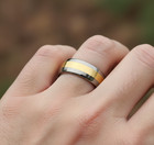 Men's 8mm Two-Tone Tungsten Ring – polished Silver with Bold Gold Center Band — photo 7