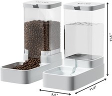 Gravity Dog Cat Feeder and Water Dispenser Set, Automatic Dispenser 3.8L 