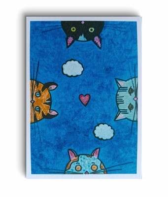ACEO PRINT of Original Cat Acrylic & Pencil, by Charlene Slie