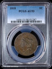 1837 1C Plain Cords, Medium Letters, RD (Regular Strike) Coronet