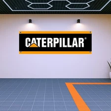 Caterpillar Flag Banner 71x24" - Garage Workshop Decor for CAT Fans