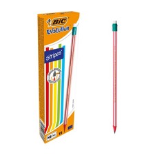 BIC Evolution 646 HB Pencil with Eraser Pack of 12 in Assorted Colours