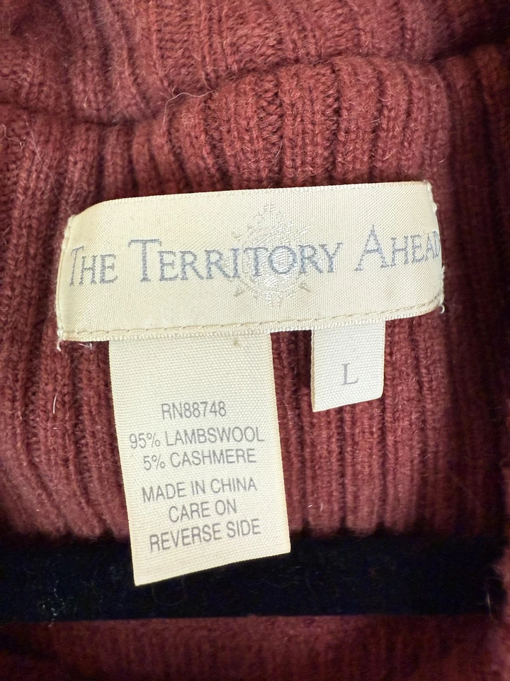 Suéter The Territory Ahead Para Hombres Grande Rojo Lana Cachemira Media Cremallera Pullover Cálido Foto 3 de 4