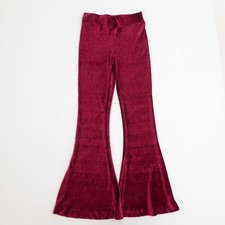 Free People Womens So Charming Pants Red Velvet Flare Size Small