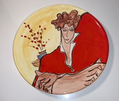 Woman Is Red series EJ Gold Art Earthenworks Ceramic 12.5  Round Platter Tray