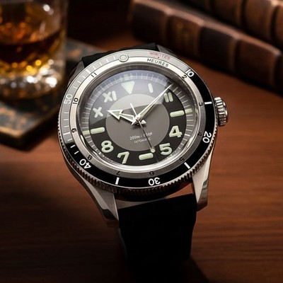 Vintage 40mm Tandorio Black Gray Dial Miyota Automatic Mens Watch Sapphire glass