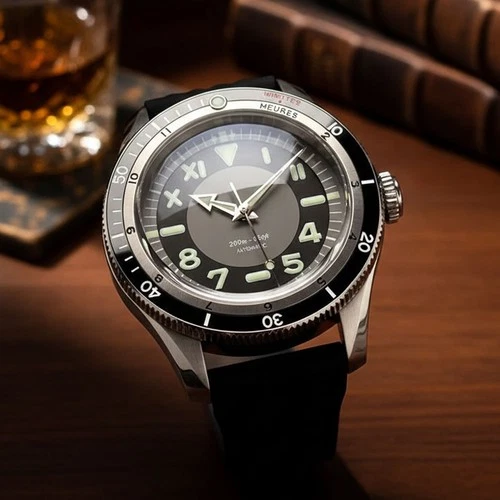 Vintage 40mm Tandorio Black Gray Dial Miyota Automatic Mens Watch Sapphire glass