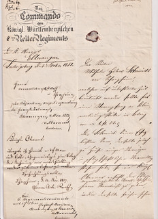 1857 Commando Württembergisches 4. Reiter Regiment Doppelbrief Ellwangen
