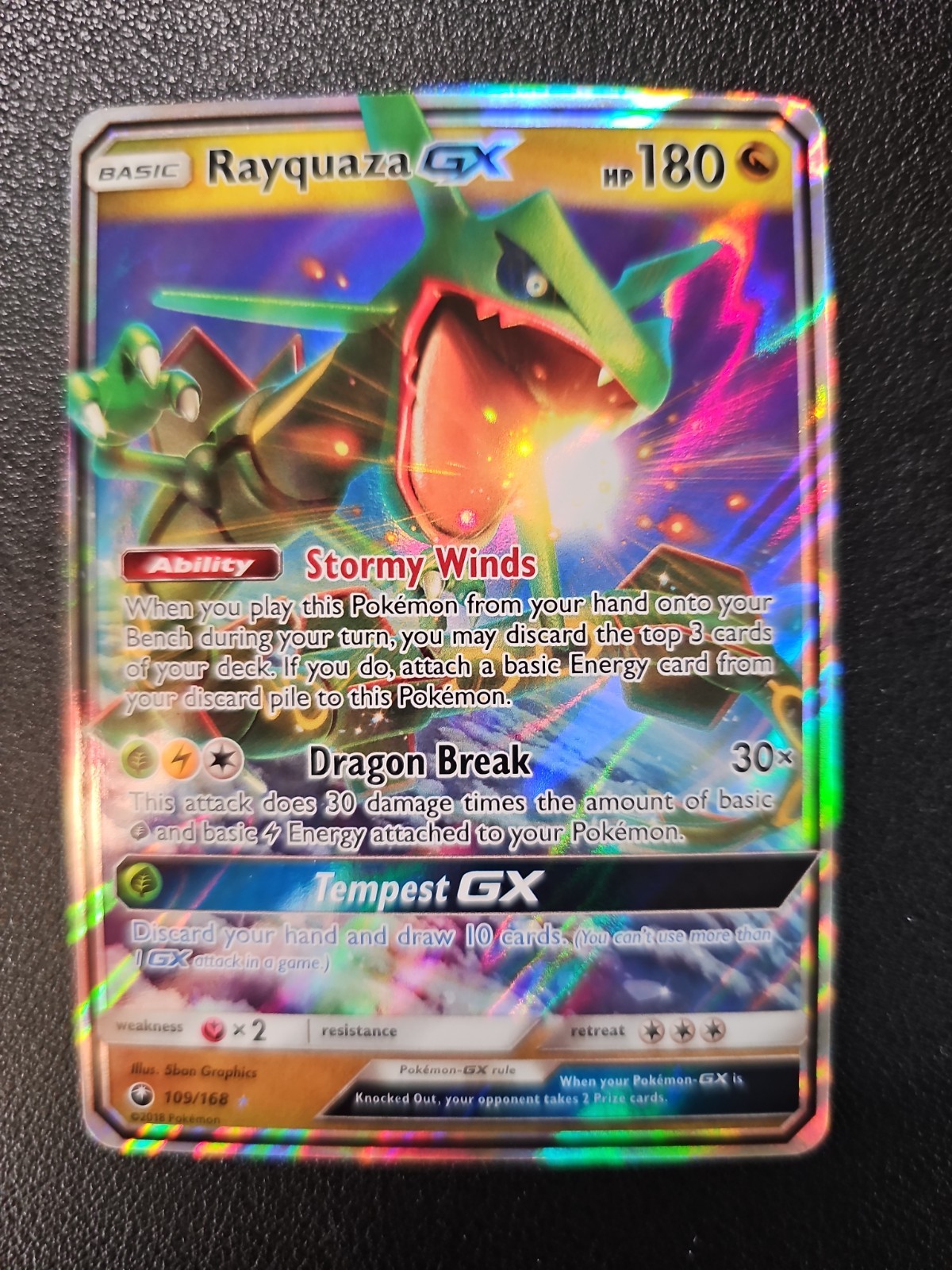 Pokemon Rayquaza GX Holo Card 109/168 Sm-Celestial Storm