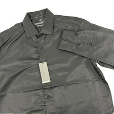 New Mens Geoffrey Beene Slim Fit Long Sleeve Button Up Shirt Size Large Black