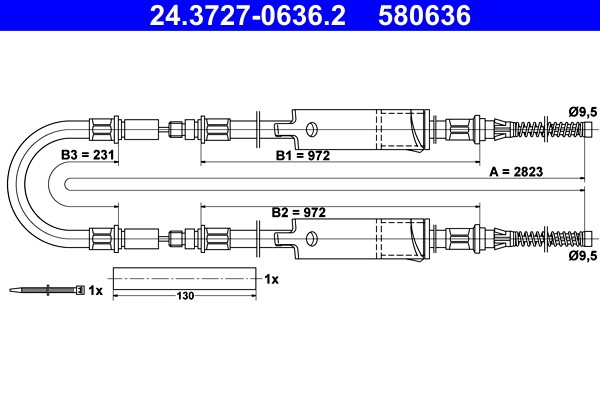 Fits ATE 24.3727-0636.2 BRAKE CABLE