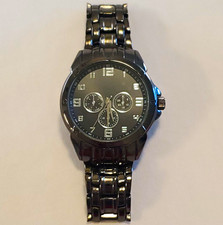 FMD AL732 Men's Quartz Chronograph Analog Watch 45mm Black Stainless Bracelet