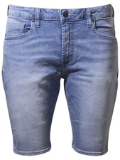 Buffalo By David Bitton Men's Parker-X Jean Shorts Whiskered/Sanded Indigo Sz 38