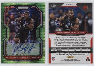 2020 Panini Prizm Neon Green Pulsar Donovan Peoples-Jones #319 Rookie Auto RC