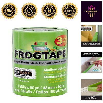 Multi-Surface Painter s Tape with PAINTBLOCK - 3 Rolls, 2 In. x 60 Yds - Green