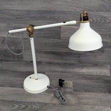 Ikea RANARP White & Gold Adjustable Lever Arm Work Desk Lamp Light Retro 