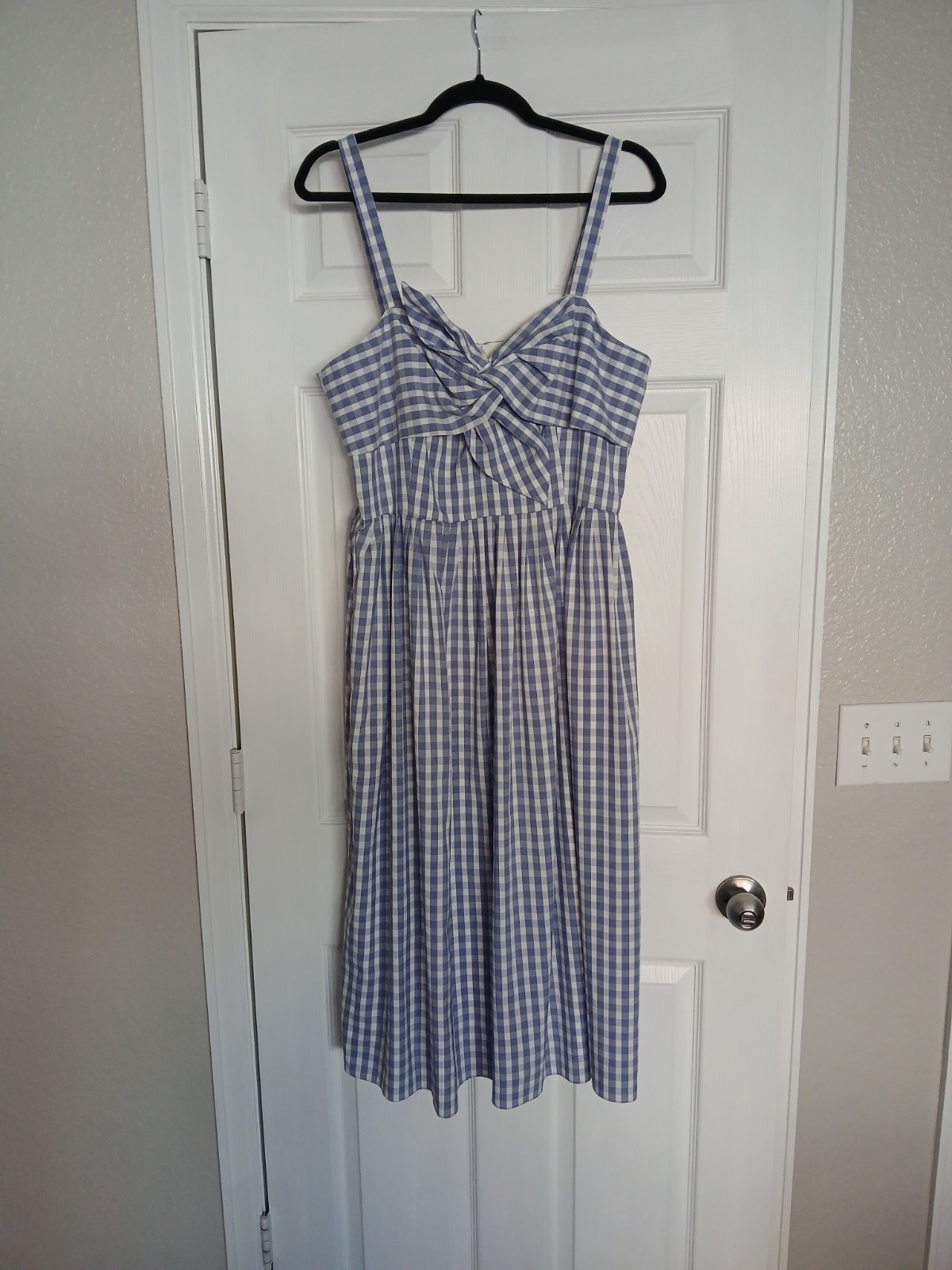 Antonio Melani Blue Gingham Sleeveless Dress 12 Cottage Prairie Peasant Boho