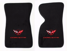 NEW! FLOOR MATS 1968-1982 Corvette With Embroidered Circle Flags Double Logo Pr