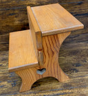 Vintage Maple Wood Child'S Step Stool Small Kid's Doll Bench Desk Country Heart