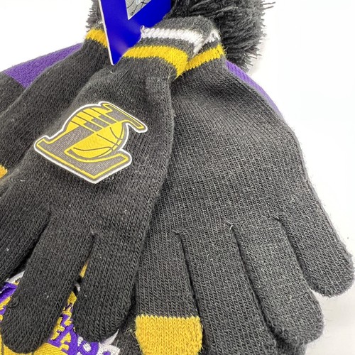 NBA Ultra Game Los Angeles Lakers Knit Beanie And Gloves Cap One Size OSFM - NWT - Picture 4 of 4