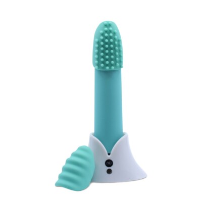 Nu Sensuelle Point Plus Bullet w Textured Sleeves Blue - Clitoral Vaginal Vibe
