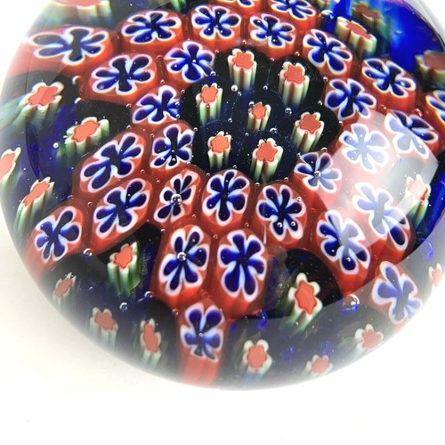 Vintage Art Glass Paperweight with Millefiori Canes Red White Blue Patriotic - Picture 2 of 7