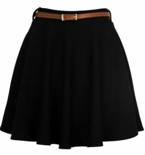 Black skater skirt with belt cheap loops