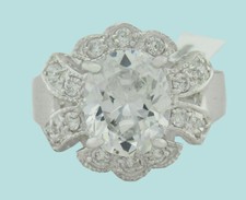 LAB CREATED WHITE SAPPHIRES 3.68 Cts LADIES RING .925 SILVER NWT Size 8.5