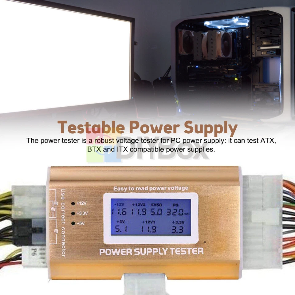 Digital Power Supply Tester PC Computer LCD 20/24 Pin 4 PSU ATX BTX ITX SATA HDD - Image 4 of 4