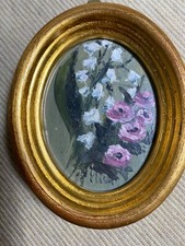 Quadretto ovale dipinto a olio vintage X