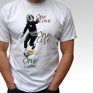Bob Marley football white t shirt 