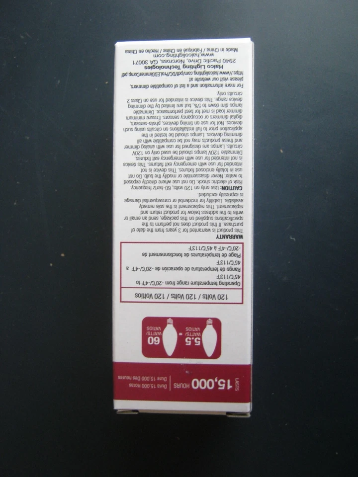 QTY 1 Halco 85060 ProLED Solid State Lighting Lamp bulb E12 B11 5.5W 3000K - Image 2 of 3